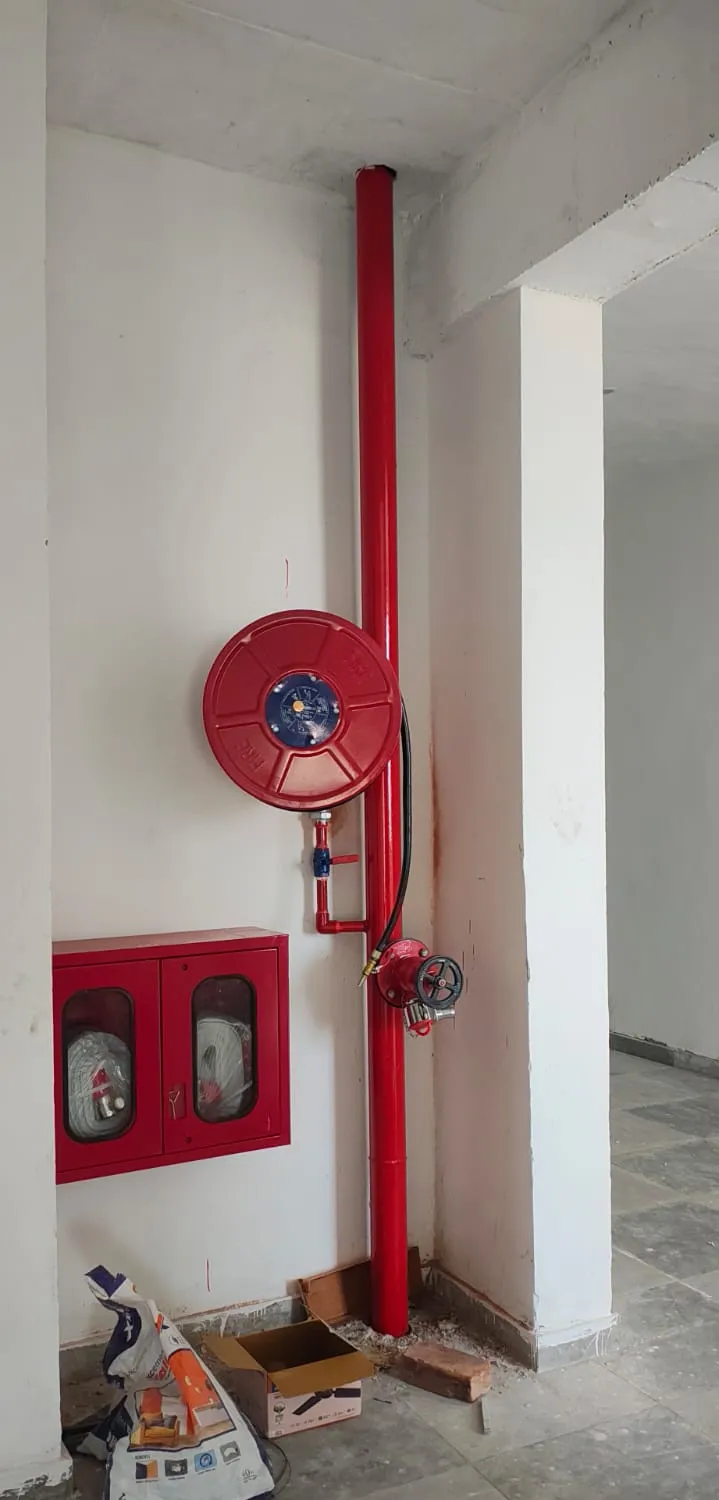 Fire hose reel, landing valve and hose box installed on a wet riser — Zed-King Institute of Fire And Safety gallery