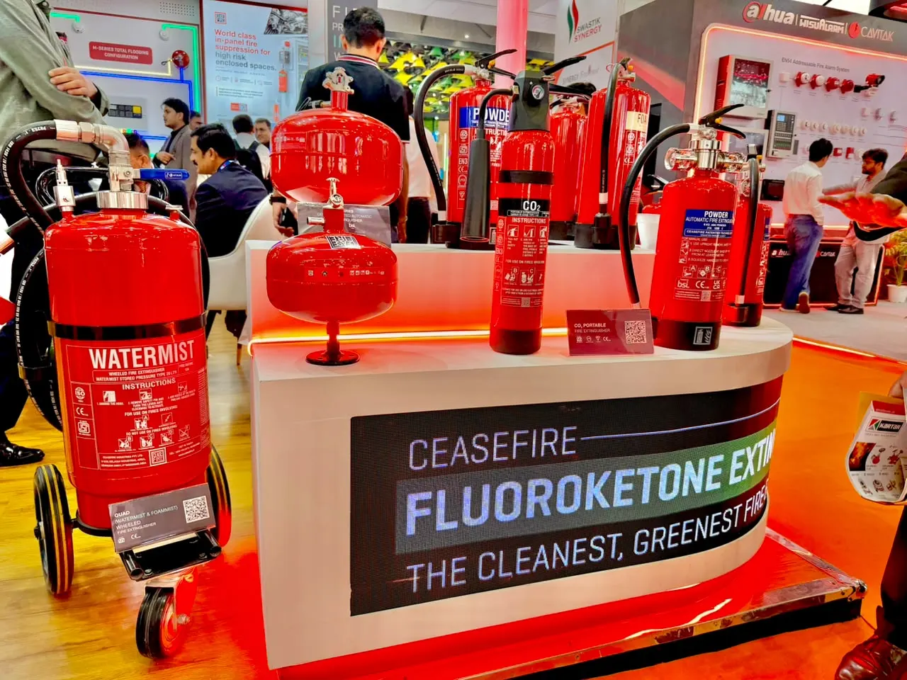Fire extinguisher range on display at the Fire India 2026 expo — Zed-King Institute of Fire And Safety gallery