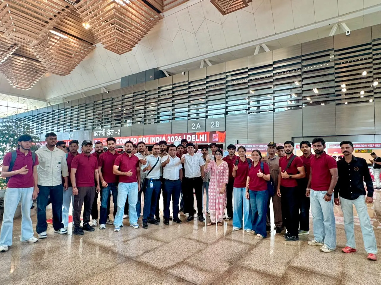 Zed-King fire safety students at the Fire India 2026 expo entrance, Delhi — Zed-King Institute of Fire And Safety gallery
