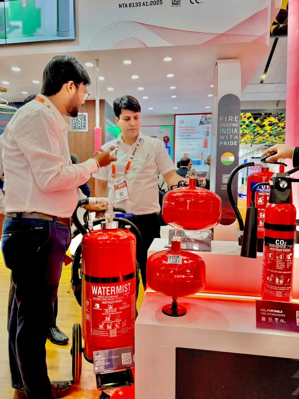 Water mist and CO2 fire extinguishers on display at Fire India 2026 — Zed-King Institute of Fire And Safety gallery