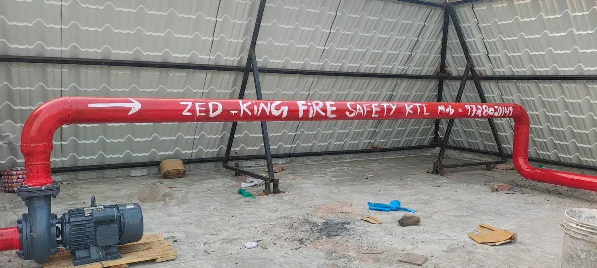 Rooftop fire pump and hydrant pipeline installed by Zed-King Fire Safety — Zed-King Institute of Fire And Safety gallery